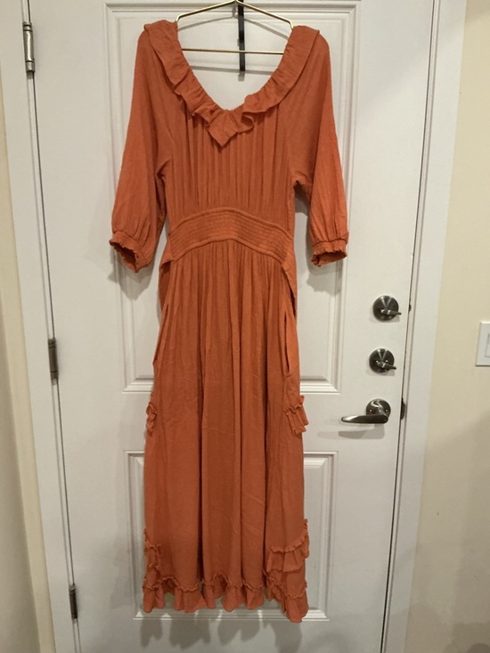 Free People Rust Ruffle-Front Maxi Dress - Picture 3 of 7